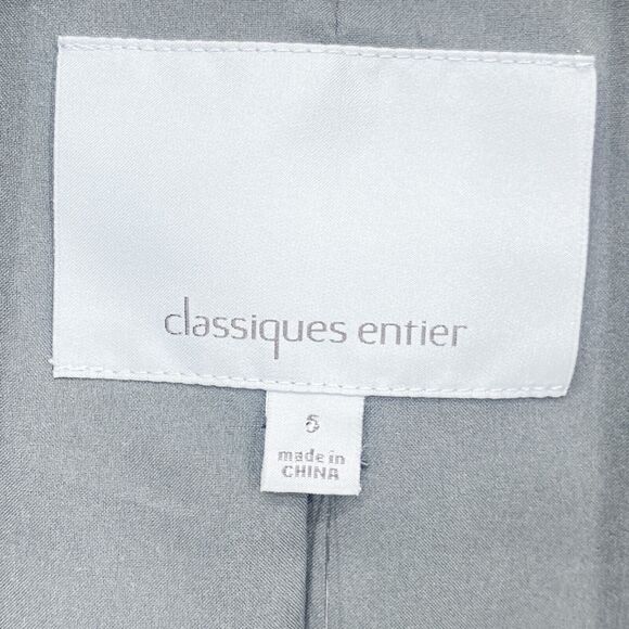 Classiques Entier Grey Blazer Black Leather Lapel Jacket Small Quiet Luxury - Picture 10 of 16